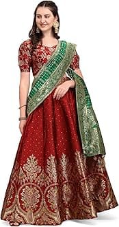 PURVAJA Women's Jacquard Semi-Stitched Lehenga choli