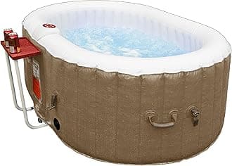 ALEKO Inflatable Hot Tub Spa | Personal High Powered Jetted Bubble | 145 Gallon | Brown and White | HTIO2BRWH