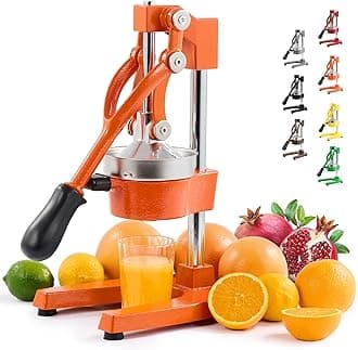 CO-Z Cast-Iron Manual Citrus Juicer Press, Heavy Duty Commercial Orange, Lemon, Lime & Pomegranate Squeezer, 6 kg Countertop Hand Juice Extractor with 304 SS Strainer for Home, Café & Bar, Orange