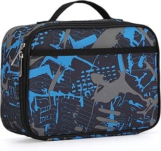 rickyh style Lunch Box with Padded Liner, Spacious Insulated Lunch Bag Durable Thermal Lunch Cooler Pack with Strap for Men Women Boys Girls Adults School Sports Beach Picnic Work Camp,2 Pocket