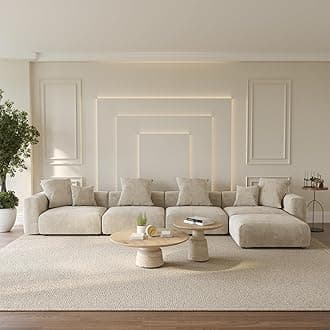 WJShome Oversized Modular Sectional Sofa with Ottomans,5 Seater Corduroy L Shaped Reversible Corner Couch,181.1" Convertible Sofa & Couch Free Combination for Living Rooom,Beige