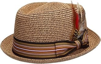 Men's Premium Straw Porkpie Fedora Hat