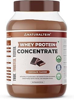 NATURALTEIN Natural Whey Protein Concentrate Chocolate – 1 kg | 21.8 g Protein per 30 g Serving | Naturally Flavoured | Non-GMO | No Artificial Sweeteners | Smooth Taste & Easy Mixability