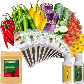 inbloom Passion Salsa Seed Pod Kit for AeroGarden, 12 Pods Hydroponic Supply with Vegetable Seeds of Red Chili,Green, Yellow, and Purple Bell Pepper, Red/Golden Cherry Tomato, Cucumber