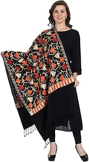 SWI WITH LABEL Women's Kashmiri Aari Embroidered Wool Stole