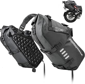 Rhinowalk Motorcycle Saddlebags Waterproof 28L (14L*2) Side Saddlebags, Compatible with most motorcycle racks, adventure、street、sports、dirt bike (Black 1 Pair)