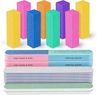 FANDAMEI Nail Buffers and Files, 8PCS Colorful Nail Buffer Block, 8PCS Blue Nail File, 2PCS 7 Way Nail File & 2PCS Nail Polishing Buffer. Professional Nail Care Tools Kit. Nail File Buffer Tools