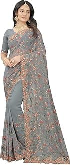 CRAFTSTRIBE Gorgette Saree Zari Work Sari Unstitched Blouse
