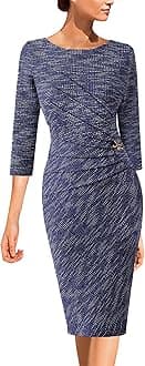 VFSHOW Womens Elegant Ruched Pleated Work Business Office Cocktail Party Bodycon Pencil Sheath Dress