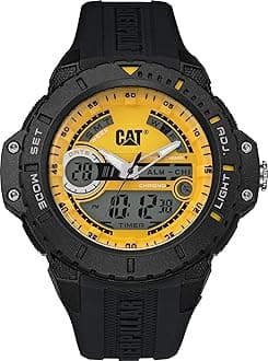 CAT Podium Chrono Silver/Black Men Watch, 45 mm case, Black face, Stainless Steel case, Stainless Steel Strap, Black/Yellow dial (AE.143.11.131) (Silver/Black)