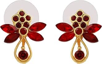 Gehena Red Gold Tone Metal Zinc Alloy Flower Butterfly Stud Earrings for Women