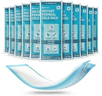 Instant Perineal Cold Pack - 2 in 1 Absorbent Maxi Pad and Instant Cold Pack - 12 Count Single Use Postpartum Ice Cold Compress for After Birth