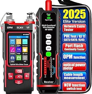NOYAFA Network Cable Tester with Optical Power Meter, POE Test, RJ45/RJ11, CAT5/6/7, VFL, LAN Tone Probe Kit (NF-859GT)