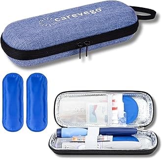 6H-8H Compact Insulin Cooling Bag Traveling with 2 Ice Packs for Insulin Pens (Blue)