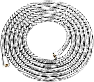 Long Shower Hose 5m, 196" Metal Stainless Steel Shower Pipe, Anti-Kink and Leakproof, Bathroom Shower Cable, Easy DIY Replacement