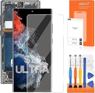 OLED for Samsung Galaxy S22 Ultra Screen Replacement for Samsung S22 Ultra LCD Display SM-S908B SM-S908U LCD Digitizer Touch Screen Assembly Green with Frame(US Version,Support Fingerprint)