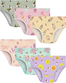 100% Cotton Girls Underwear Tagless Comfort Toddler Panties (6-Pack)