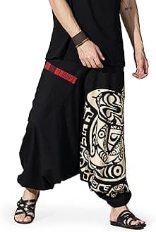 Boho Pants Elastic Ankle Harem for Men, Oversized Exercise Pajama Jogger Loose Boho Aladdin Pant