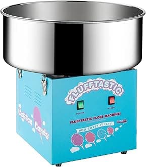 Cotton Candy Machine - 1000W Flufftastic Floss Maker with Stainless-Steel Pan - Cotton Candy Maker Machine and Sugar Scoop for Home Carnival Birthday Party or Festival by Great Northern Popcorn (Blue)