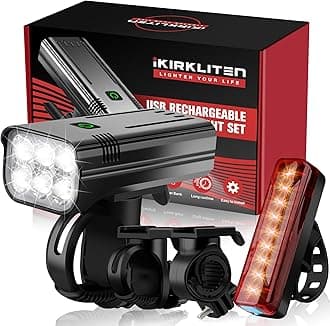 High Lumens Bike Lights Front and Back for Night Riding, 10000mAh USB Rechargeable 6 LED Bicycle Light, 5+5 Modes Bike Headlight and Tail Light Set Runtime 60+ Hrs, IPX5 Waterproof