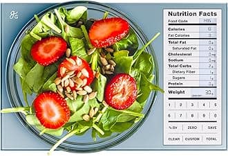 Digital Nutrition Scale – Accurate Macro and Calorie Tracking for Meal Prep, Weight Loss, and Healthy Eating | 2,000 Built-in Foods, Intuitive Nutrition Label Display, 11lb Cap, Blue