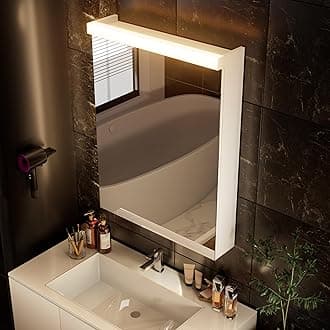 28x20 Inch LED Bathroom Medicine Cabinet with Mirror - 4000K Warm White Light, Adjustable Shelves,Moisture-Resistant Wood, Flat-Pack Design – Assembly Required