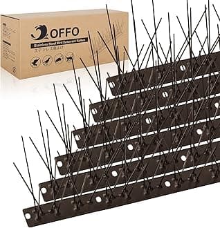 OFFO Brown Bird Spikes Pre-Assembled for Pigeons Birds, Cover 24 Feet Durable Bird Spikes with Stainless Steel for Fence Roof Mailbox Window