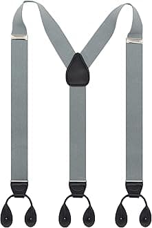 Y Back Button 1.4" Suspenders for Men with Stylish Leather Button Ends Long Lasting Stretch Ultimate Fashion