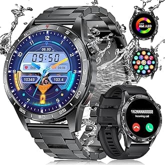 LIGELIGE Military Smart Watch for Men (3 Straps), 1.43'' AMOLED Smartwatch Answer/Make Calls with 400mAh, 110+ Sport Modes, Heart Rate/Sleep/SpO2 Monitor, IP68 Waterproof Fitness Watch for Android iOS