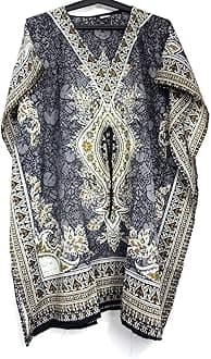 Hippy Boho Maxi Short Kaftan Dress Free Size Women Caftan Tunic Dress Night-Gown Beach Cover Up Wear
