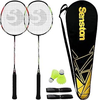 Senston 2 Piece Badminton Racket Set Carbon Fiber Badminton Racket - One Carrying Bag Included