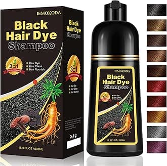 Instant Black Hair Dye Shampoo 3- in-1, 100 Percent Gray Coverage, Magic in 15 Minutes for All Types, Natural Women & Men, Color Depositing Conditioner, Easy to Use