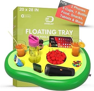 DIVEBLAST: Avocado Floating Drink Holder for Pool, Hot Tub Accessories for Adults - Pool Drink Holder Floats, Swimming Pool Accessories for Adults, Drink Floaties for Pool, Pool Drink Floats (Green)