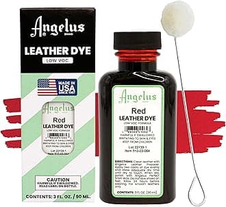 Angelus Leather Dye - Flexible Leather Dye for Shoes, Boots, Bags, Crafts, Furniture, & More 3oz (Red)