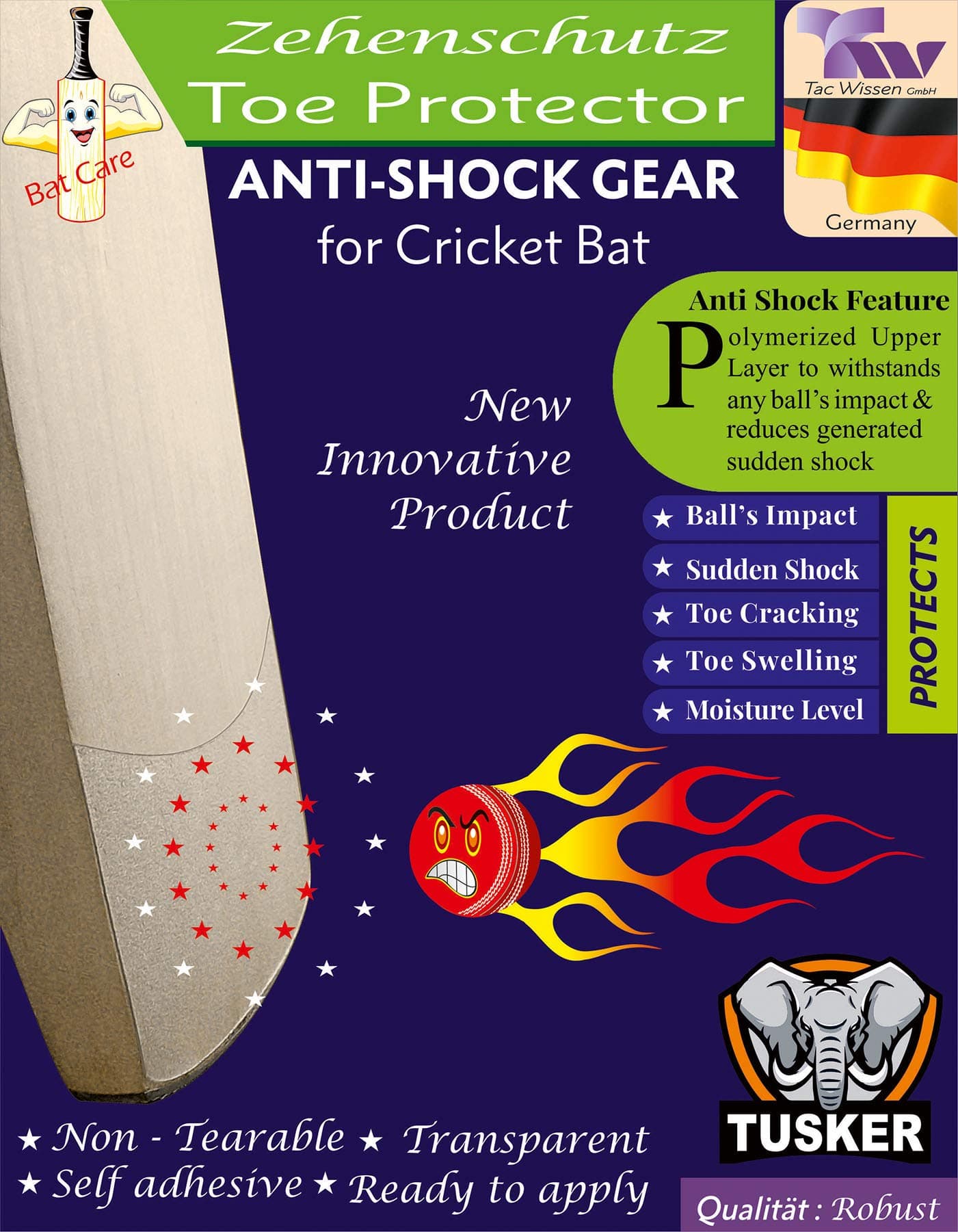 Tusker Cricket Bat Toe Protector