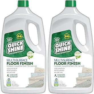 Quick ShineMulti-Surface Floor Finish-Polish 64oz-2pk | Safer Choice, No PFAS, pH Neutral Clean Shine Technology | Squirt & Spread | For Wood, Laminate, LVP, LVT, Tile & Stone | Made in USAU.S. EPA Safer Choice
