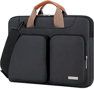 Lacdo 360° Protective Laptop Shoulder Bag for 15 inch MacBook Air M5/A3448 (2026), M4 A3241 2025, M3 A3114, M2 A2941 2024-2023, 15 inch MacBook Pro A1990 A1707, Dell XPS 15 Computer Case Bag, Black