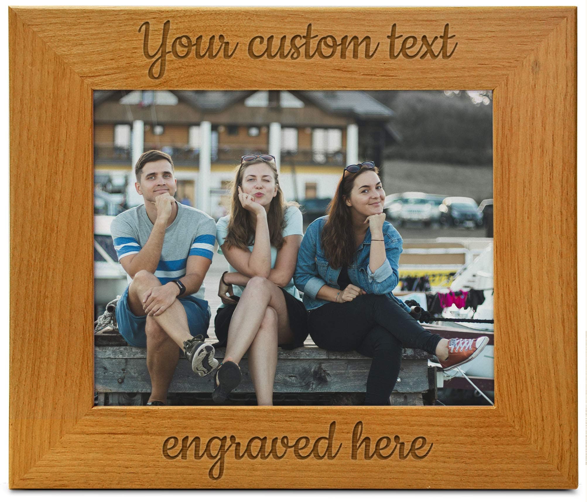 Personalized Picture Frame Your Custom Message Engraved Wood Picture Frame (8x10 Horizontal)