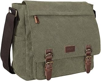 Large Men Crossbody Messenger Shoulder Bag Fit for 15.6 Inch Laptop Canvas Briefcase Satchel