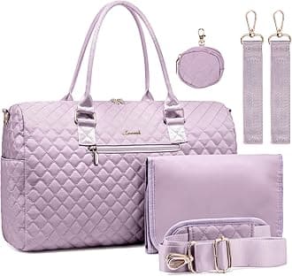 LOVEVOOKDiaper Bag Tote with Pacifier Case and Changing Pad, Large Capacity Mommy Bag for Hospital and Weekender Travel, Functional Baby Bag Newborn Baby Essential, Light Purple, Large