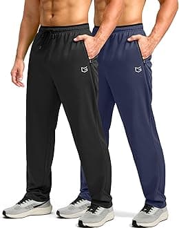 G Gradual Men's Sweatpants with Zipper Pockets Open Bottom Athletic Pants for Men Workout, Jogging, Running, Lounge