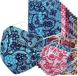 EverydayspecialEverydayspecial Disposable Safety Mask 3 Layer Protection Face Mask for Adults 50 pcs (Lace Print)