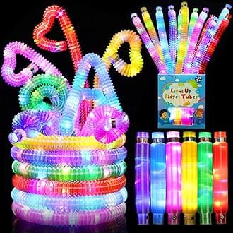 6 Pack Glow Sticks Party Favors for Kids 4-8 8-12, Goodie Bags Stuffers Light Up Sensory Pop Tubes, Glow Necklaces Bracelets Party Supplies, Easter Basket Stuffers 2025 Birthday Return Gifts