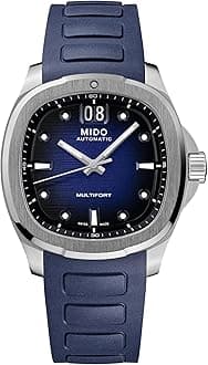 Multifort TV Big Date - Swiss Automatic Watch for Men - Stainless Steel, 40mm Case, Blue on Blue Rubber, Modern