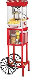 Nostalgia Popcorn Maker Machine - Professional Cart With 2.5 Oz Kettle Makes Up to 10 Cups - Vintage Popcorn Machine Movie Theater Style - Red