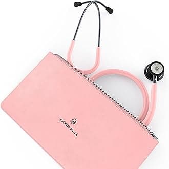 Matte Black Pink Stethoscope & Case | Perfect for Medical Student Veterinarian Doctor |Spare Parts Ear Tips & Non Chill Rim | Nurse Accessories for Work Essentials | Light Pink Tubing MBLP