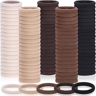 150 Pcs Seamless Elastic Hair Ties No Damage for Thick & Thin Hair, Ponytail Holders, Elastics, Soft Pony Tails Bands for Women, 5 Neutral Colors