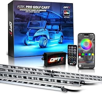 12V Aura Pro Underglow Lights Kit for Golf Cart with APP & Remote Control, Waterproof Rigid Aluminum Light Bar, RGB Multicolor Music Sync LED Lighting Kit for EZGO Yamaha Club Car