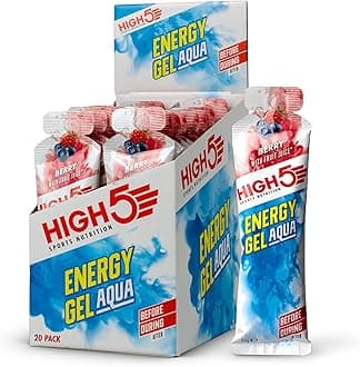 HIGH5 Energy Gel Aqua - Quick Release Sports Gels to Power Muscles for Peak Performance - Natural Fruit Juice & Caffeine-Free - Energy Boost for Running, Cycling and Endurance (Berry, 20 x 66g)