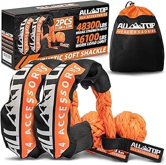 ALL-TOP Synthetic Soft Shackle Rope 1/2in x 22in (48300Lbs Max Break) 2 PCS